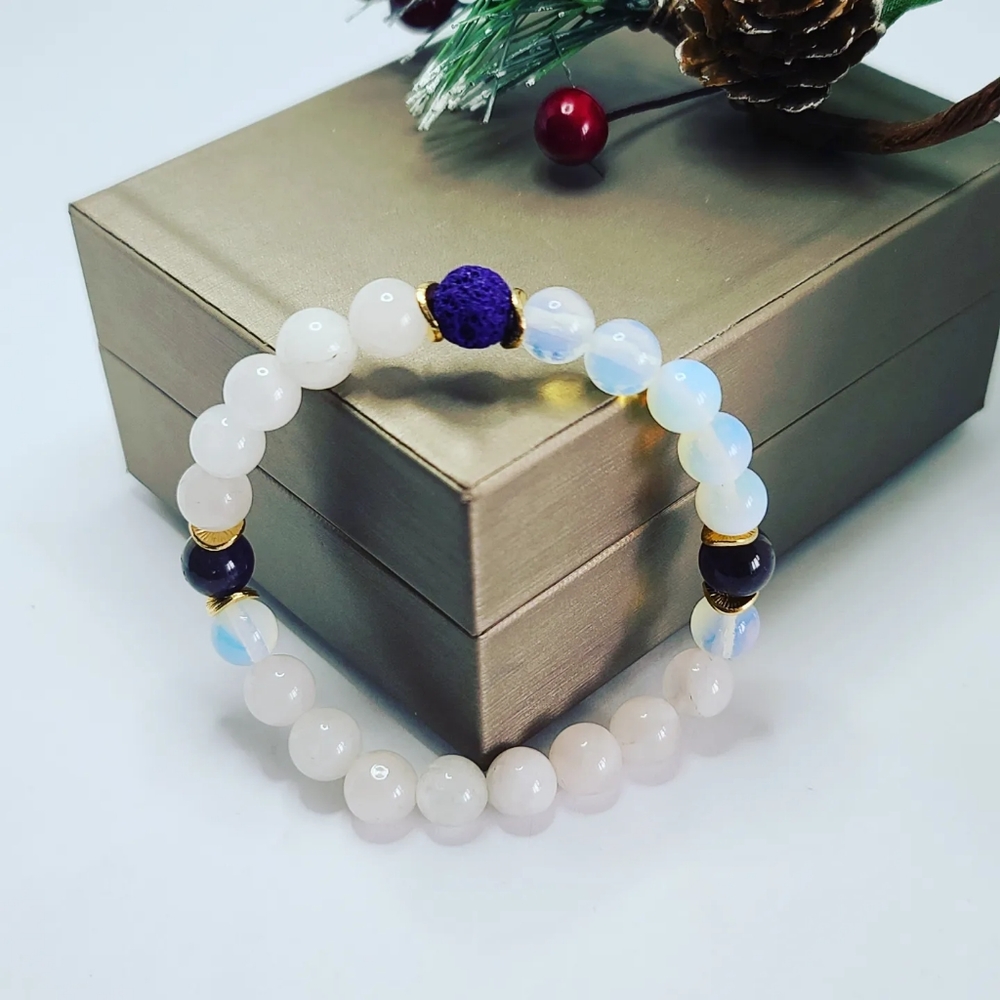 Rose Quartz, opalite, Amethyst bracelet